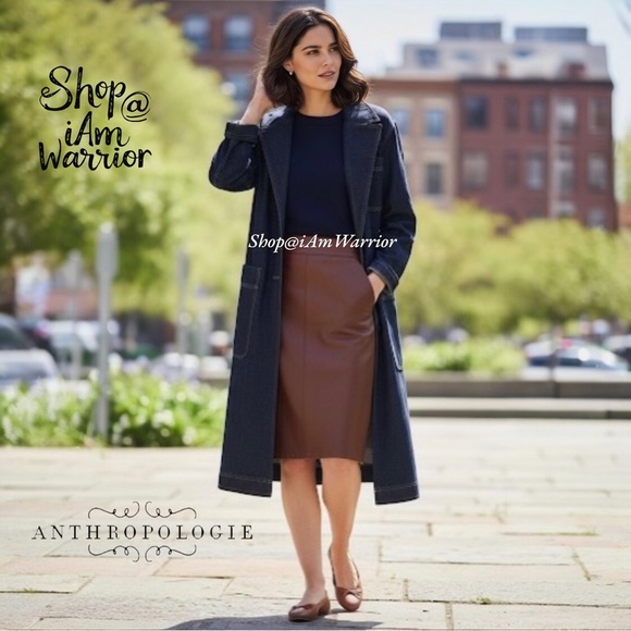 Anthropologie Pilcro NWT dark wash denim trench coat *shop@iamwarrior - Picture 2 of 14